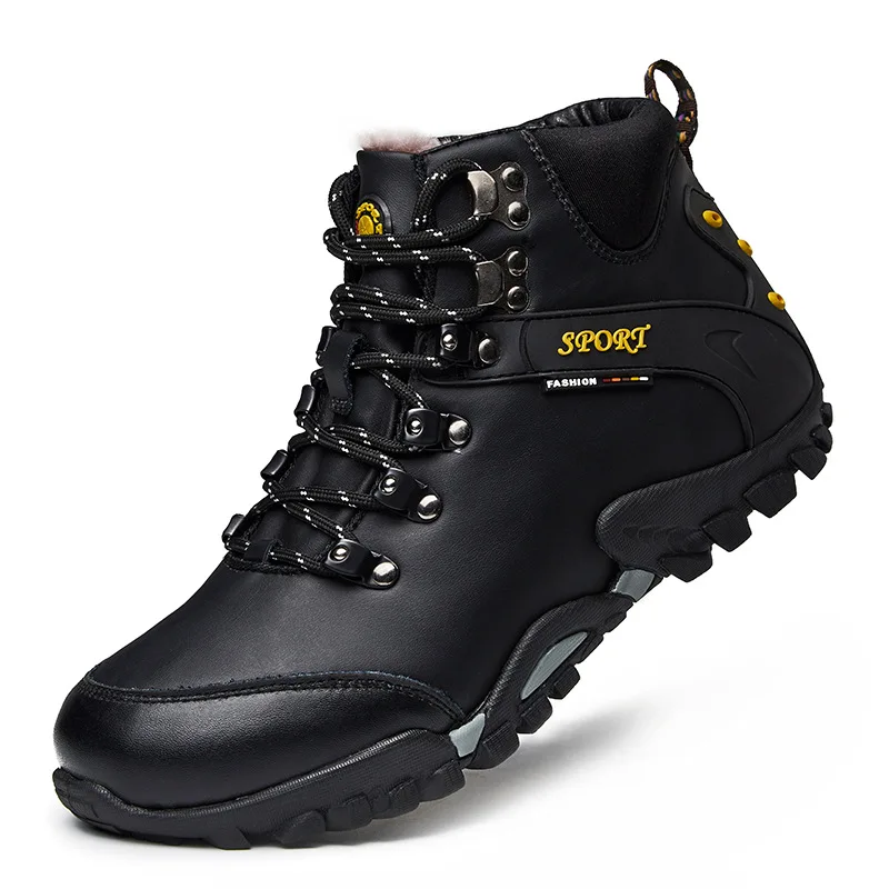 Winter New Warm Plush Thickened Martin Boots Men's High Top Waterproof and Anti slip Snow Boots