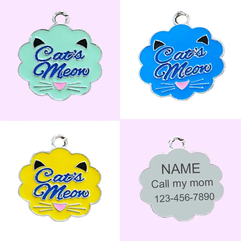 Personalized Cat ID Tag Customized Cute Collar Accessories Engraved Necklace Engraved Cat\'s Meon Name Products Pet Supplies