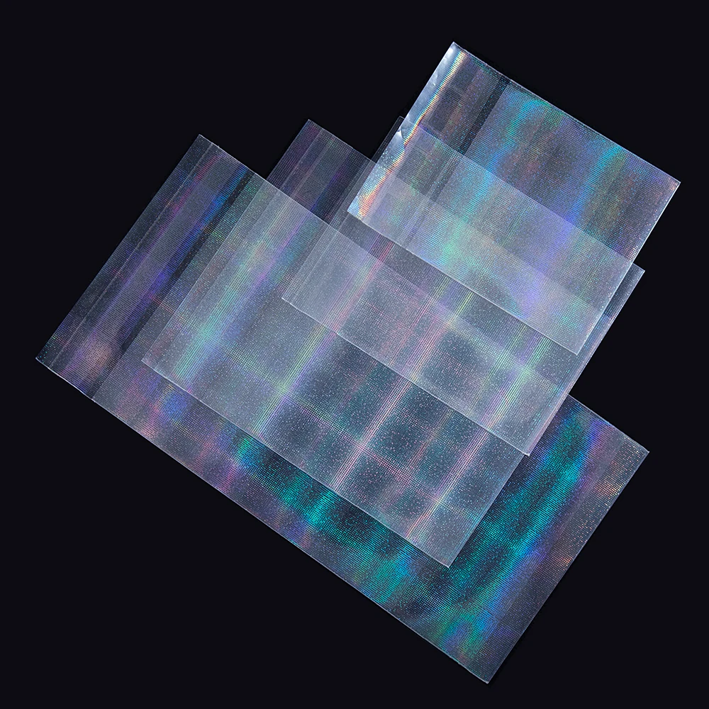 20/50pcs Holographic Laser Self-adhesive Bag Clear Plaid Pattern Flash Pouches for DIY Jewelry Package Badge Bags Card Sleeves