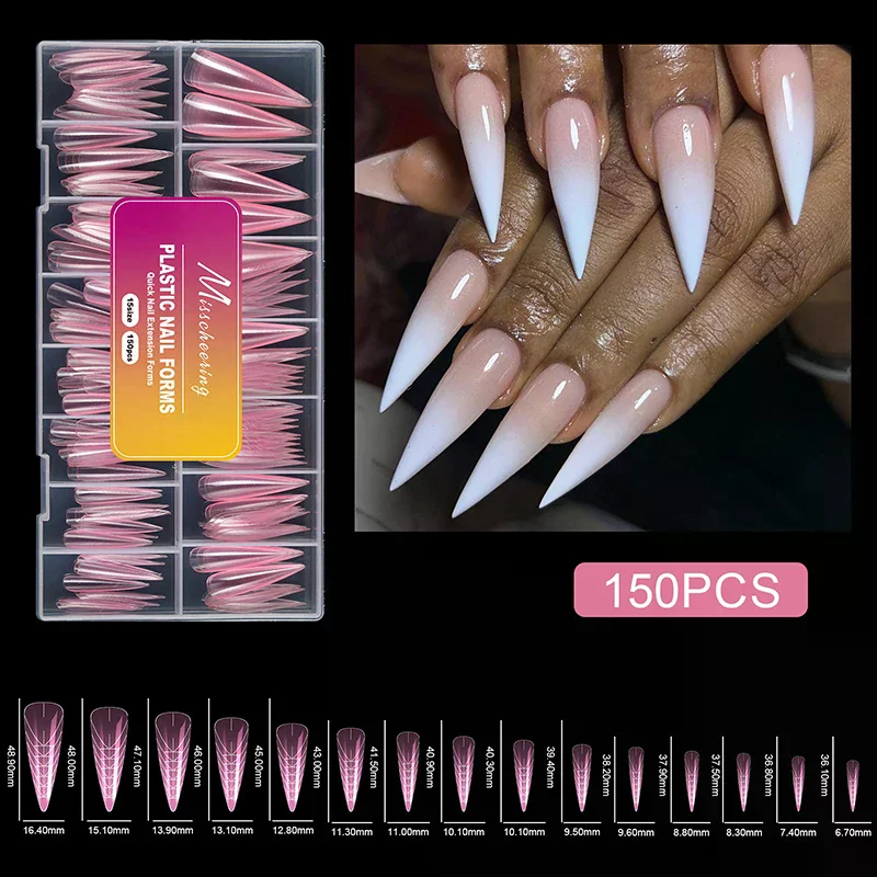150 Stück Dual-Formen für Poly-Nagelgel, weiche Nagelformen, Formen, Acryl, vollständige Abdeckung, falsche Nagelspitzen, Maniküre-Verlängerung
