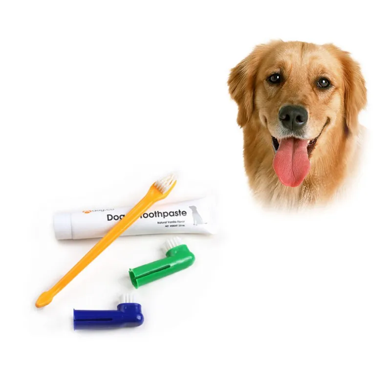 Pet Toothbrush Set Pet Supplies Dog Toothpaste Toothbrush Oral Care Set for Cats and Dogs Vanilla Beef Flavor Pet Cleaning Tooth