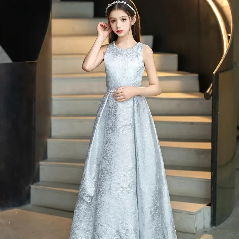 2024 Girls Middle and Big Children Piano Host Princess Dress Violin Performance Recitation Table Performance Evening