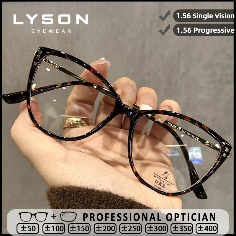 

LYSON Classic Cat Eye Women Reading Glasses Myopia Anti Blue Light Customized Progressive Prescription Glasses Anti-Reflective