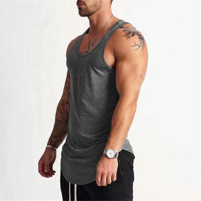 Gym Sleeveless Shirt Cotton Fitness Tank Top Mens Summer Bodybuilding Stringer Clothing Sportwear Workout Vests Muscle Tanktop