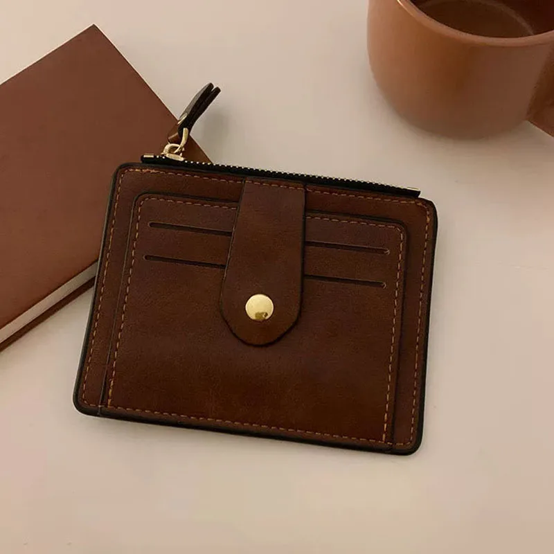 

Small Men's Credit ID Card Holder Wallet Male Slim Leather Wallet with Coin Pocket Brand Designer Purse for Men Women