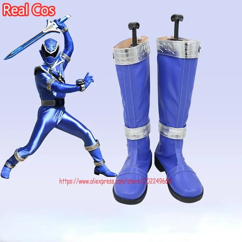 

RealCos Mashin Sentai Kiramager Синяя обувь для косплея Сапоги Хэллоуин Косплей Костюм Аксессуар