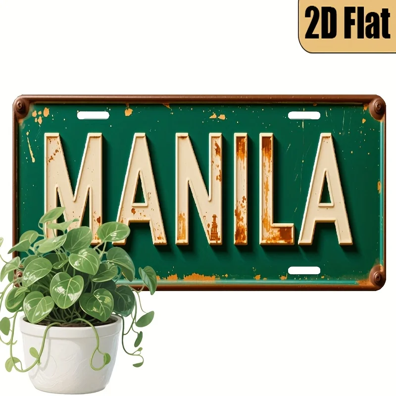 1pc Vintage Philippines License Plate - Philippine-Themed Car Replica with Manila Text & Numbered 30 ( Fit) - 15.24x30.48 cm Alu