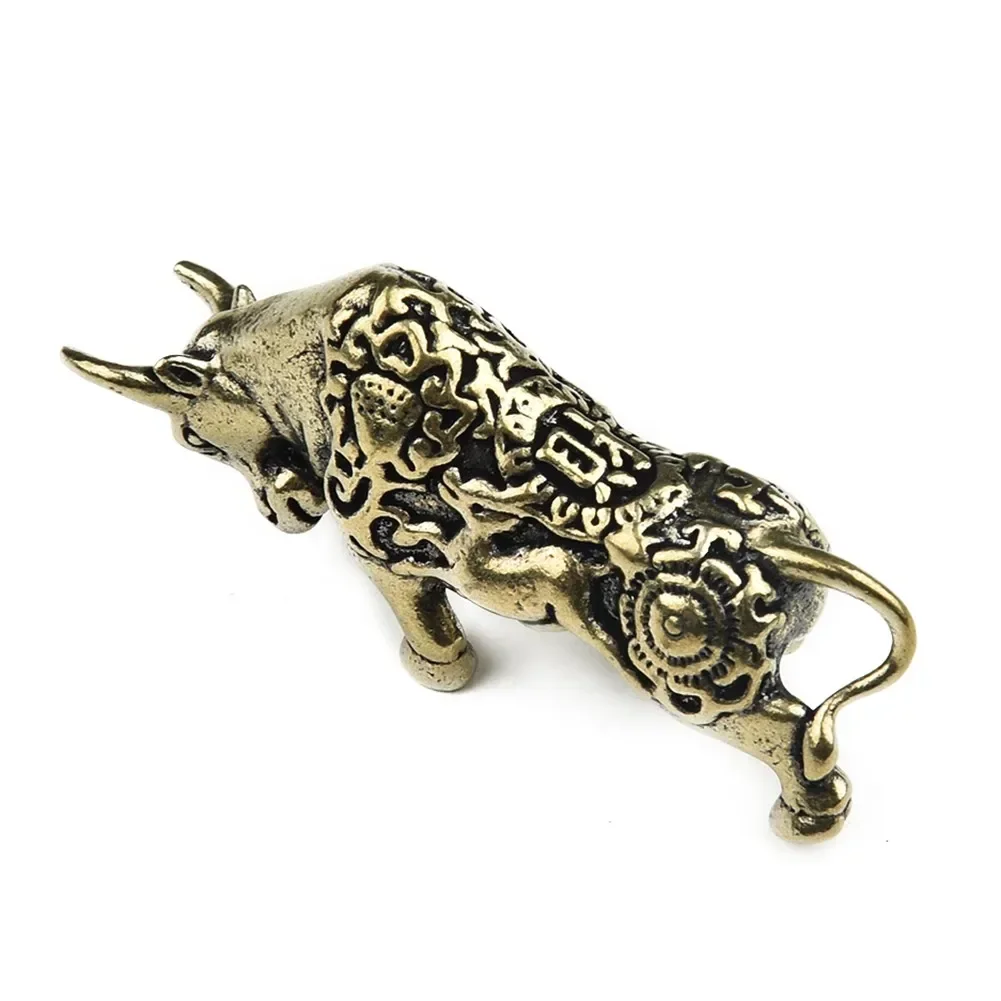 Vintage Copper Bullfighting Statue Miniature Animal Ornament Home Desk Decor Retro Brass Wall Street Bull Statue Sculpture Home