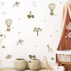 Adorável animal balão adesivos de parede, elefante, leão, girafa, berçário decoração para quarto de crianças, decoração interior do quarto do bebê meninos