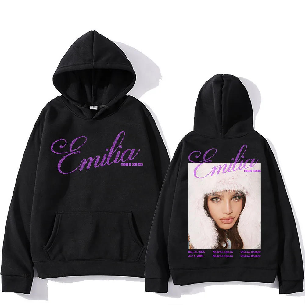 Emilia Mernes Hooded Graphic Printing Women Fashion Sweatshirt for Autumn/Winter Casual Clothing Ropa Mujer Comfortable Hoody