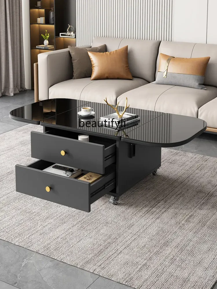 Multifunctional Folding Coffee Table Dual-Use Small Apartment Modern  Living Room Side Table Household Retractable Dining Table