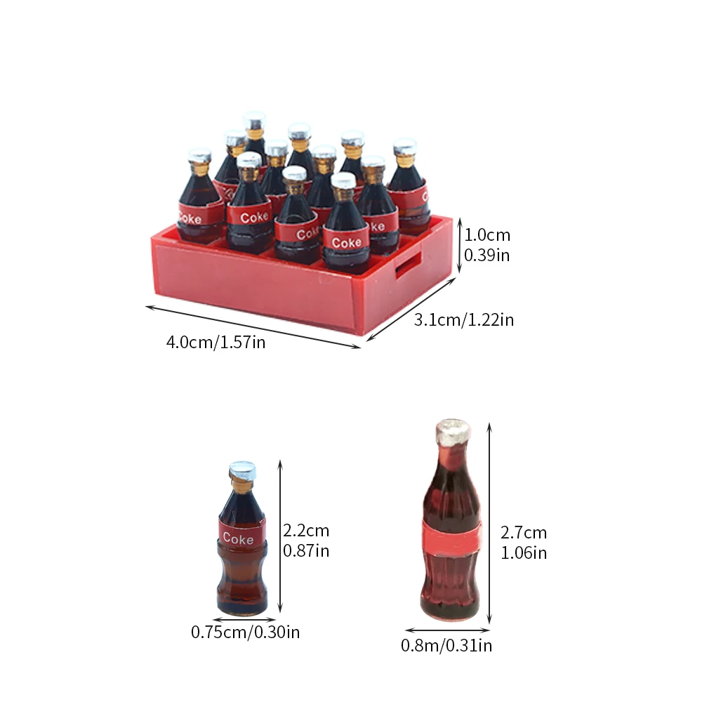 13Pcs/Set Dollhouse Miniature Mini Cola Bottles Drinks Tray Storage Box Model Kits Kitchen Food Play Scene Decoration Accessorie