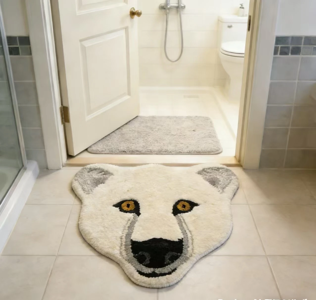 Border Tiger Lion Polar Bear Panda Head Styling Carpet Cartoon Imitation Cashmere Thickly Padded Foot Mat Trend