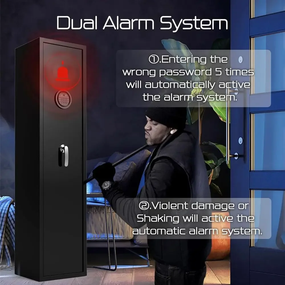 Quick Access Safe for Home Security Dual Alarm Systems Pistols Shotguns No Assembly Required Gun Safes