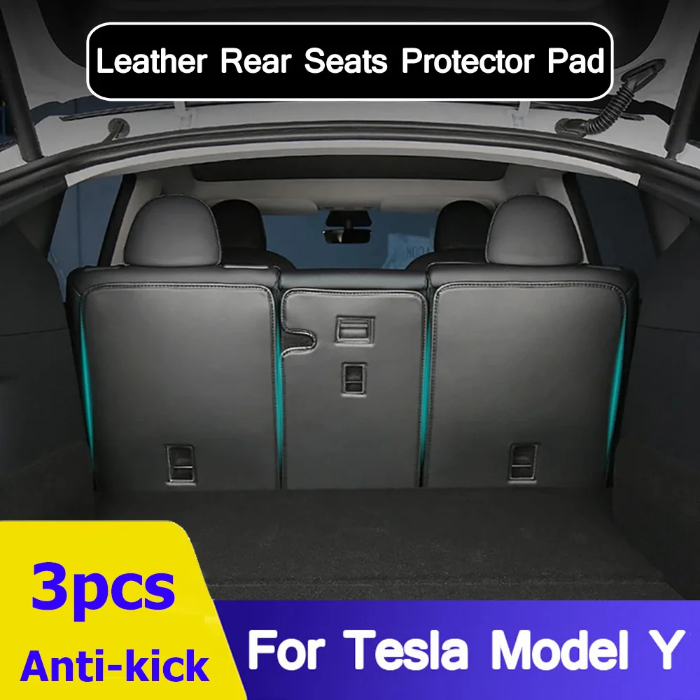 

High-quality For Tesla Model 3 Model Y 2023 PU Leather Seat Back Kick Protectors Mats Second Row Full Surrounded Seatback Cover