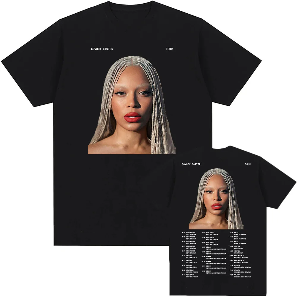 Cotton Tees Beyoncé COWBOY CARTER TOUR 2025 Tshirts Men Women Clothes Singer Printing 2025 New Fashion T-shirt Unisex Streetwear