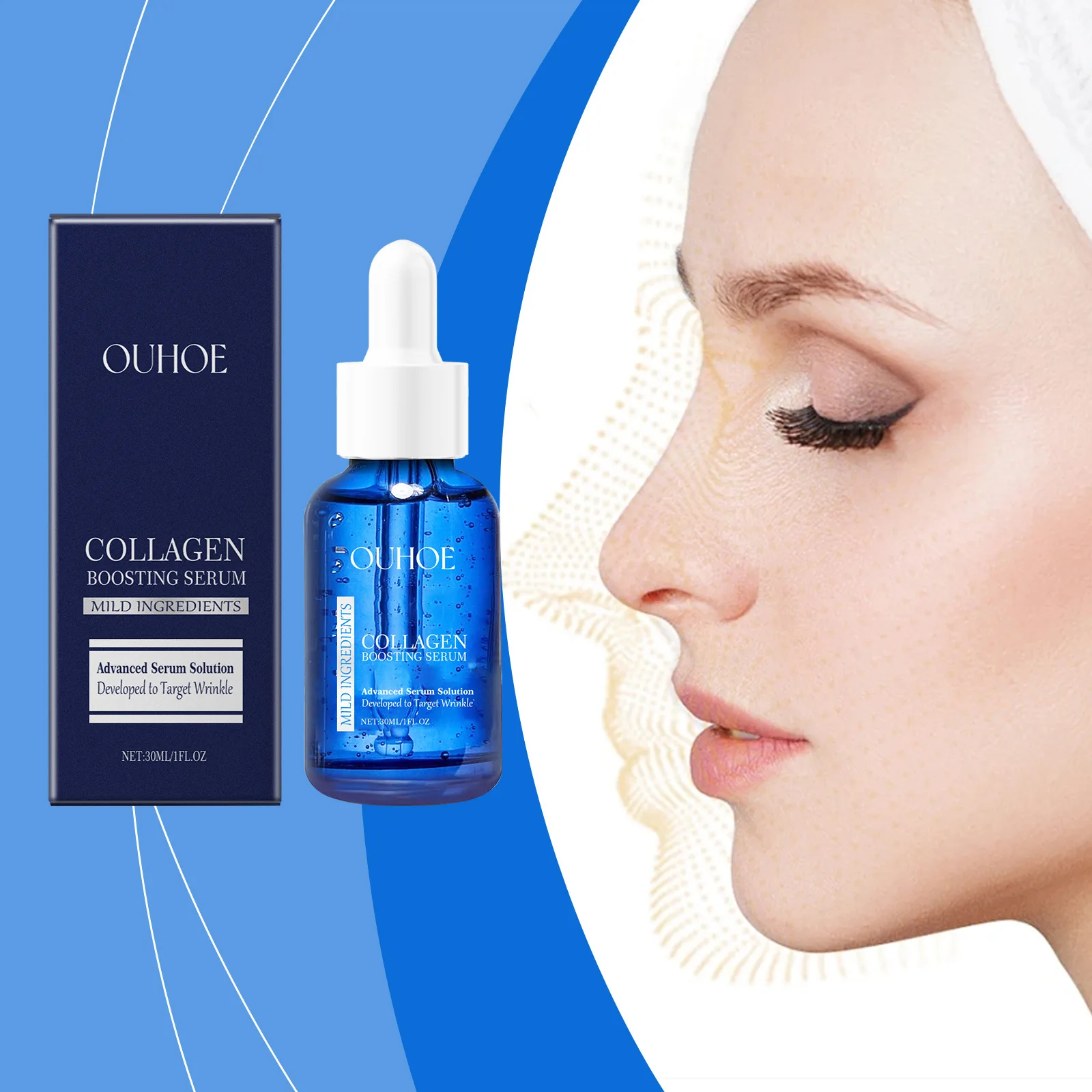 

OUHOE Firming Serum, Collagen Firming Moisturizing Fading Fine Lines Rejuvenating Nourishing Elastic Moisturizing Serum