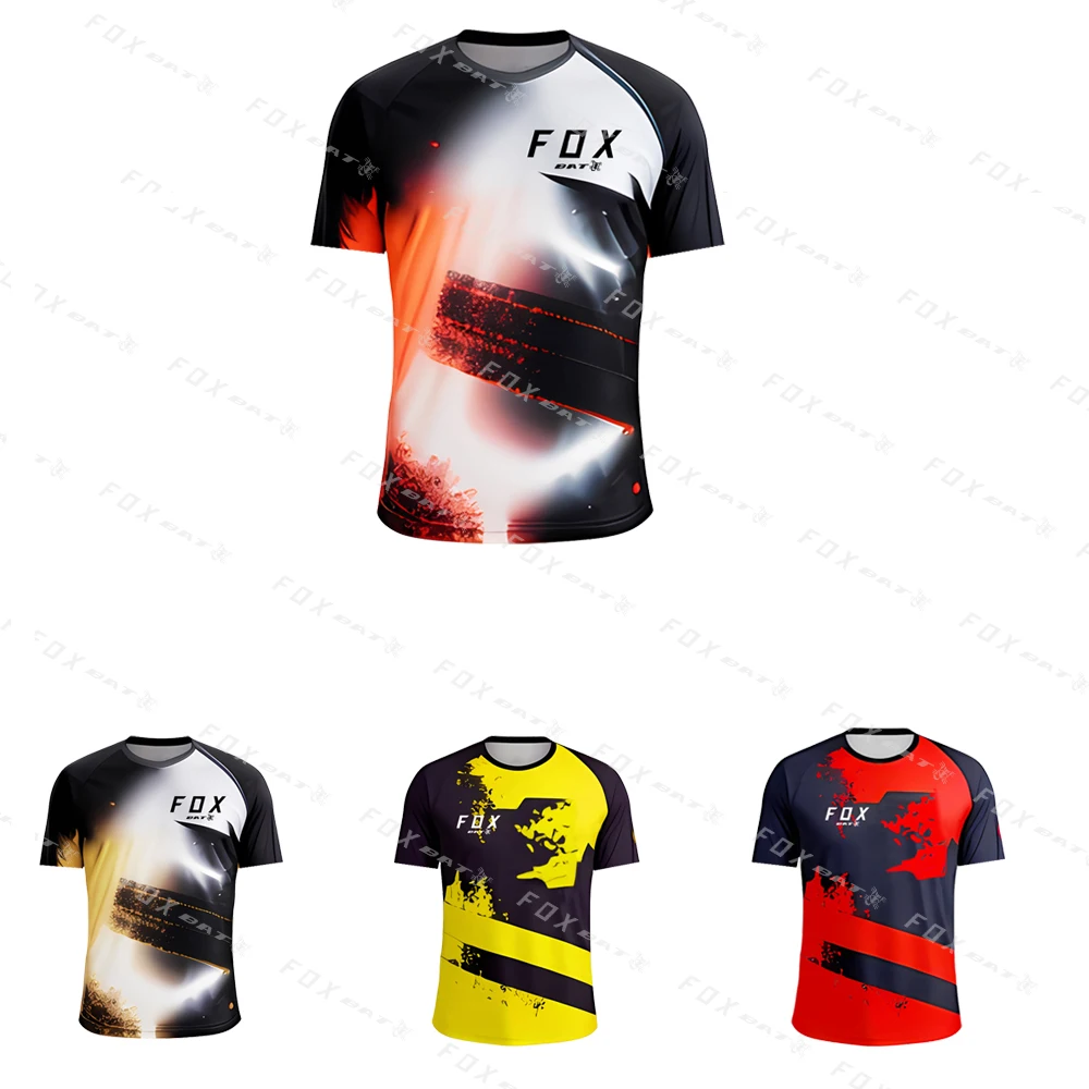 

Enduro Motocross Jersey Men's Downhill Shirt Mountain Bike Offroad DH Bat Fox MTB T Shirt Short Sleeves Quick Drying Cycling