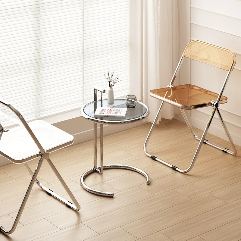 透明折りたたみ椅子ダイニングインインターネット有名人アクリルプラスチッククリスタルチェアデザイナー写真交渉チャ