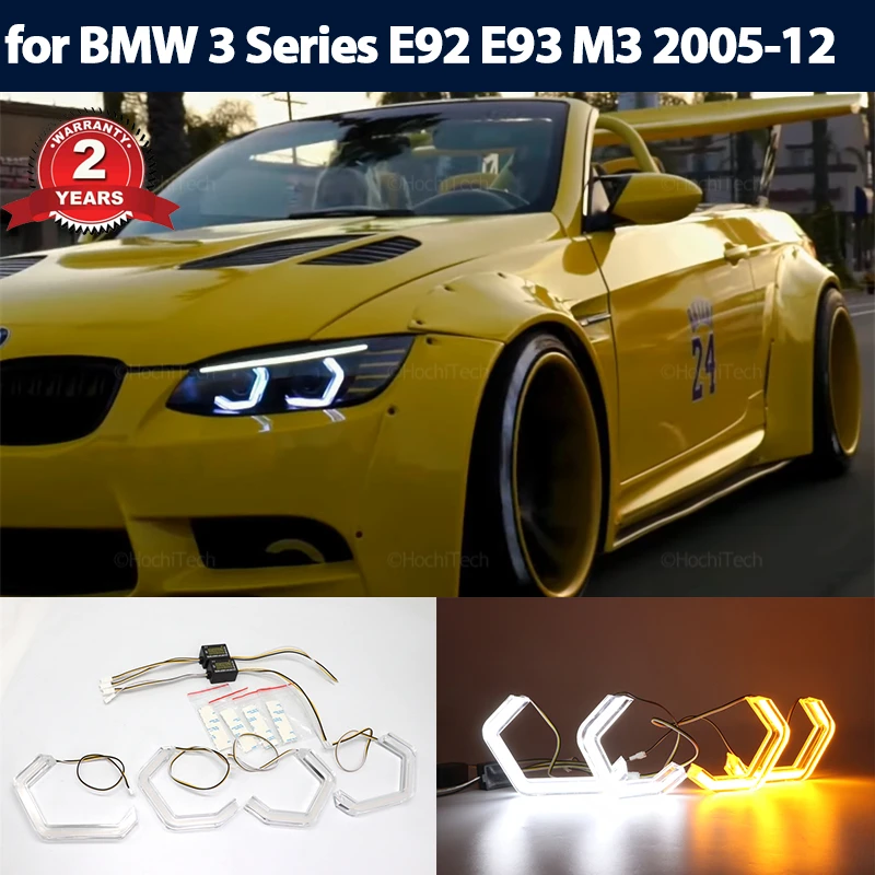 

White Yellow M4 style LED Angel Eyes Halo Ring Lamp Turn Signal DRL for BMW 3 series E92 E93 M3 2005-2012 Car Headlight Retrofit