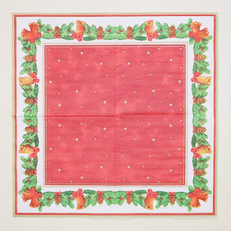 

40/60/80/100pcs Rapid Logistics Coloured Napkins Red Flowers Christmas Eve Party Decoration Printed Paper Napkins 2Ply 33*33cm