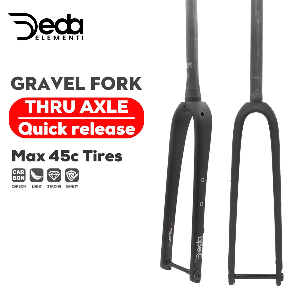 

DEDA Gravel Fork Carbon Fiber Tapered Gravel Bicycle Front Fork Bike Fork Black Matte 700C x 45C Thru Axle 12x100mm T1000 Carbon
