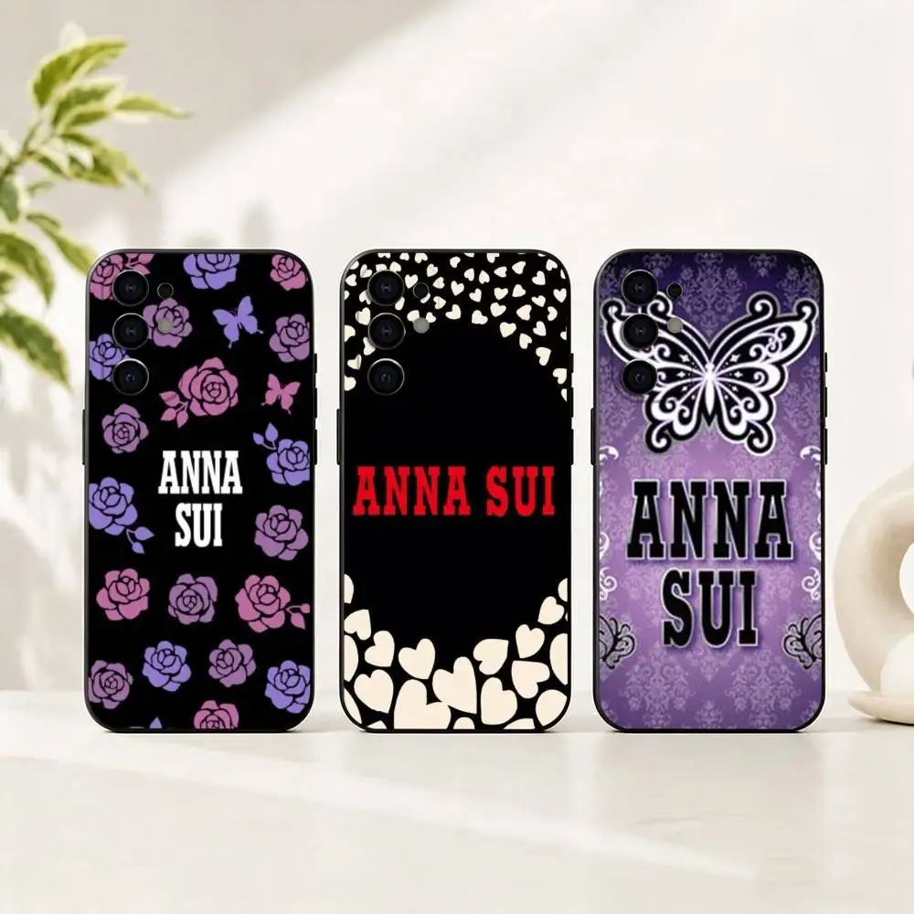 Brand A-ANNA SUI gift Phone Case For Samsung S25,S24,S21,S22,S23,S30,Ultra,S20,Plus,Fe,Soft Silicone Black Cover
