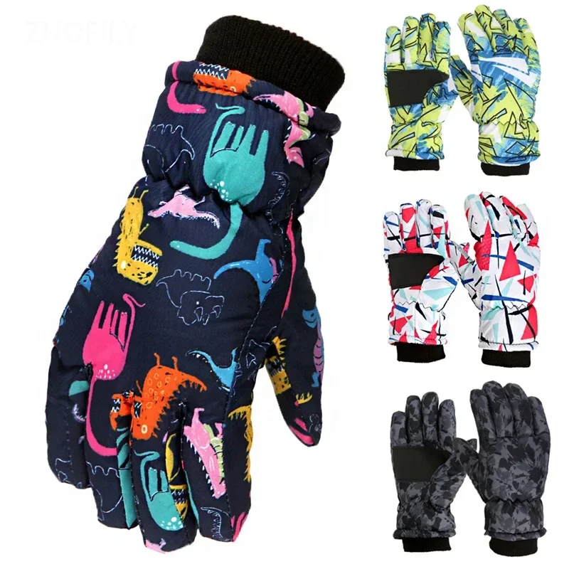 Thermal Children Ski Gloves Winter Outdoor Waterproof Windproof Fleece Warm Child Snowboard Winter Snow Gloves for Skiing Riding