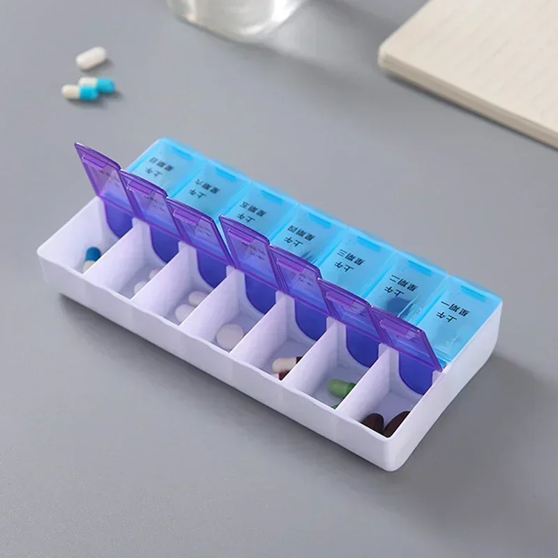 Weekly 14 Grids 7 Days Pill Box Portable Travel Cases Organizer Pill Container Storage Tablets Vitamin Medicine Box