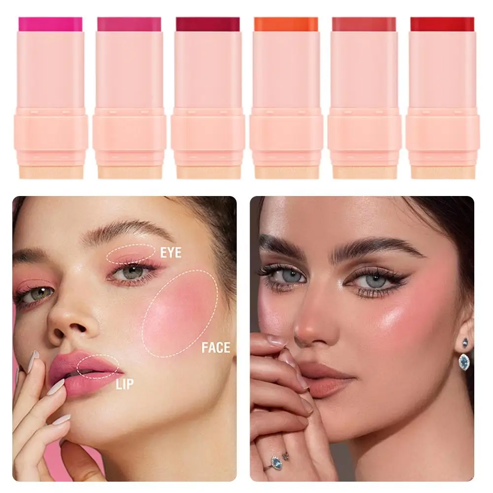 1PC 다기능 블러쉬 스틱 페이스 핑크 크림 입술 눈 수분 지속 방수 롱 메이크업 팔레트 섬세한 뺨 D9Z7