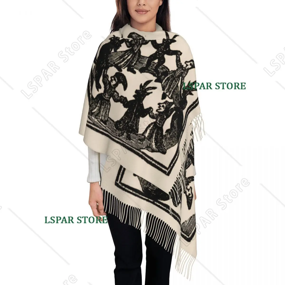Custom Printed HalloweenWitch Witches Circle Dance Scarf Men Women Winter Warm Scarves Shawls Wraps