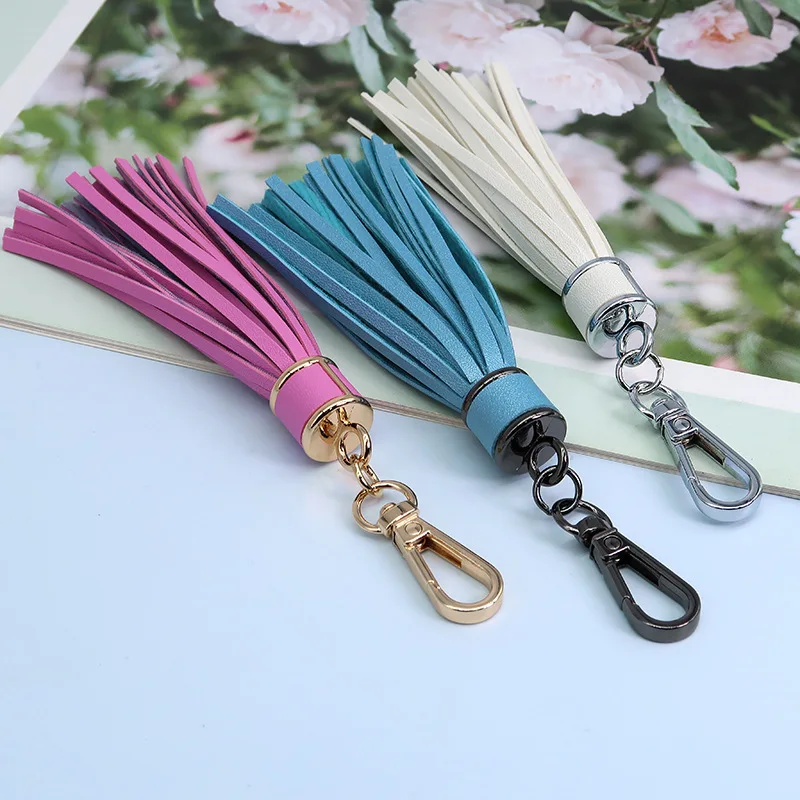 pu tassel keychain pendant DIY luggage accessories leather tassel bag car small pendant cute keychain