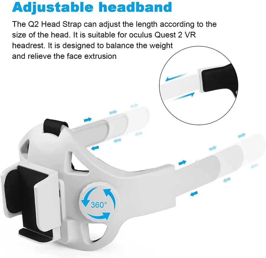 حزام رأس قابل للتعديل لـ Oculus Quest 2 ، حزام هالة مع حامل تثبيت Powerbank ، عصابة رأس محسنة ، ملحقات VR
