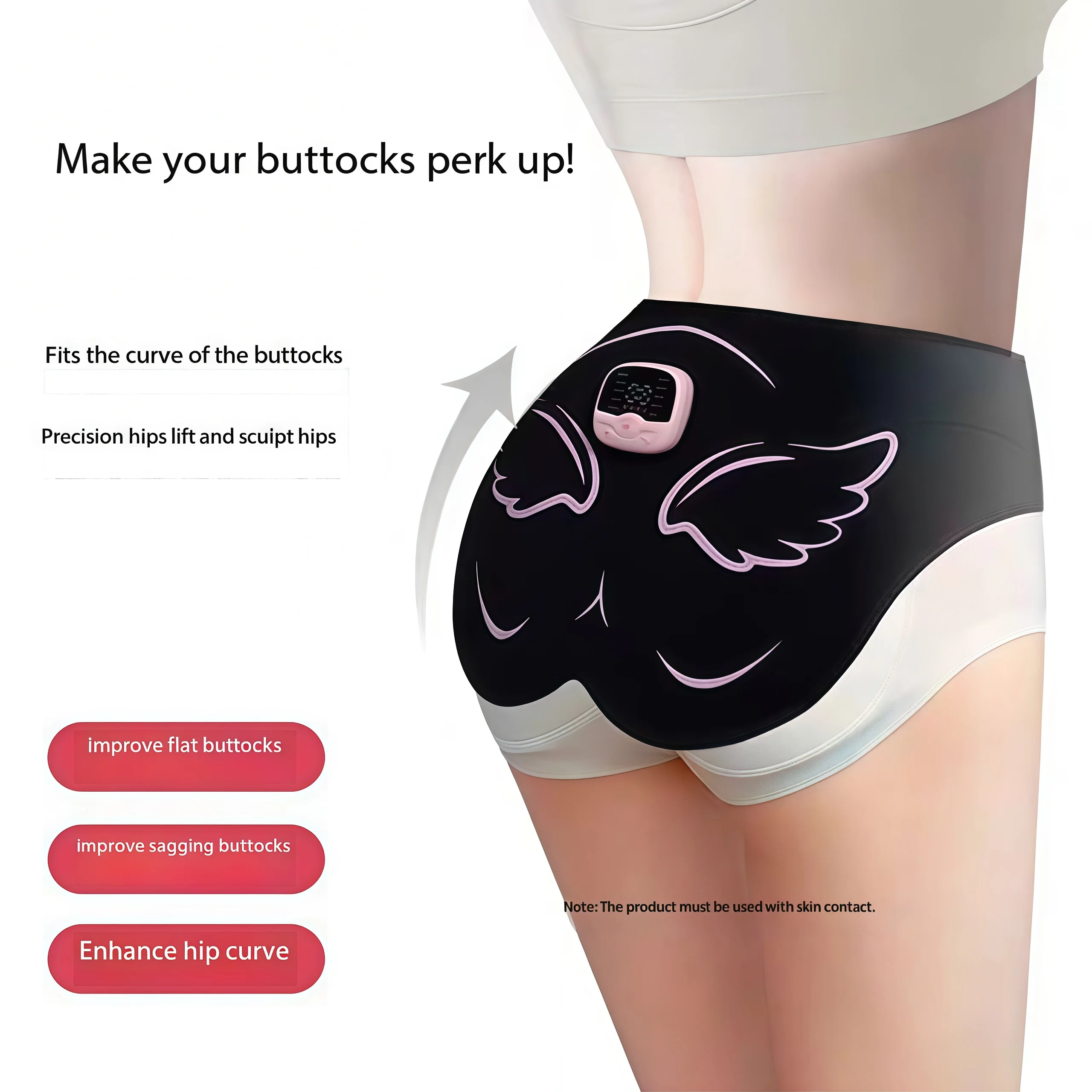 

Electric hip muscle stimulator, EMS hip trainer with remote control, 10 modes, 30 training levels, fitness massage, weight loss