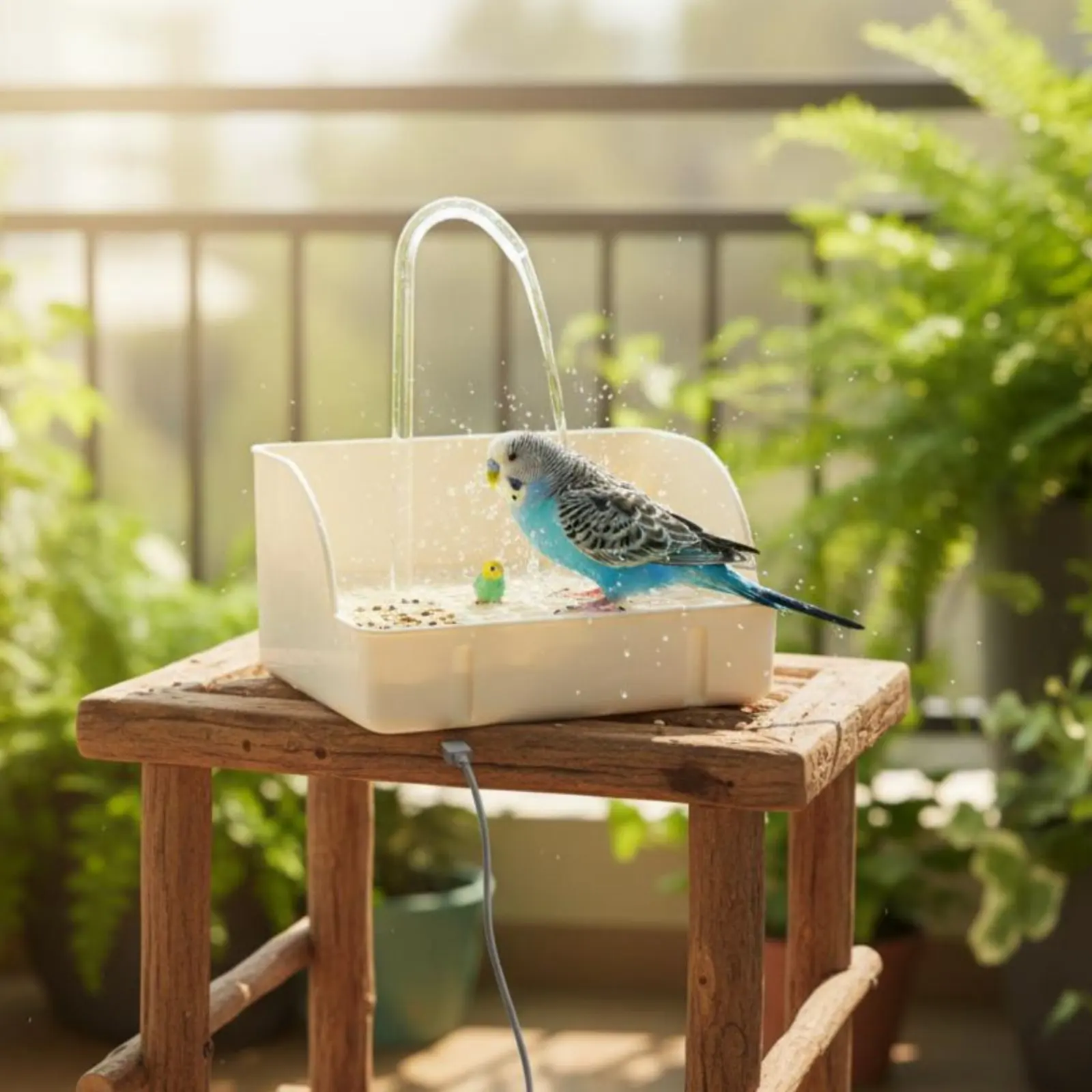 Automatic Avian Shower Easy to Clean Parrot Bathing Tub Electric Avian Water Feature Energy Saving Pet Supplies for Indoor view 4