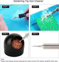 Nettoyeur de pointe de fer à souder, livres à dessouder, boule de soudage, filtre à mailles de fer, support de fil métallique, boule en acier 18, dissolvant 2