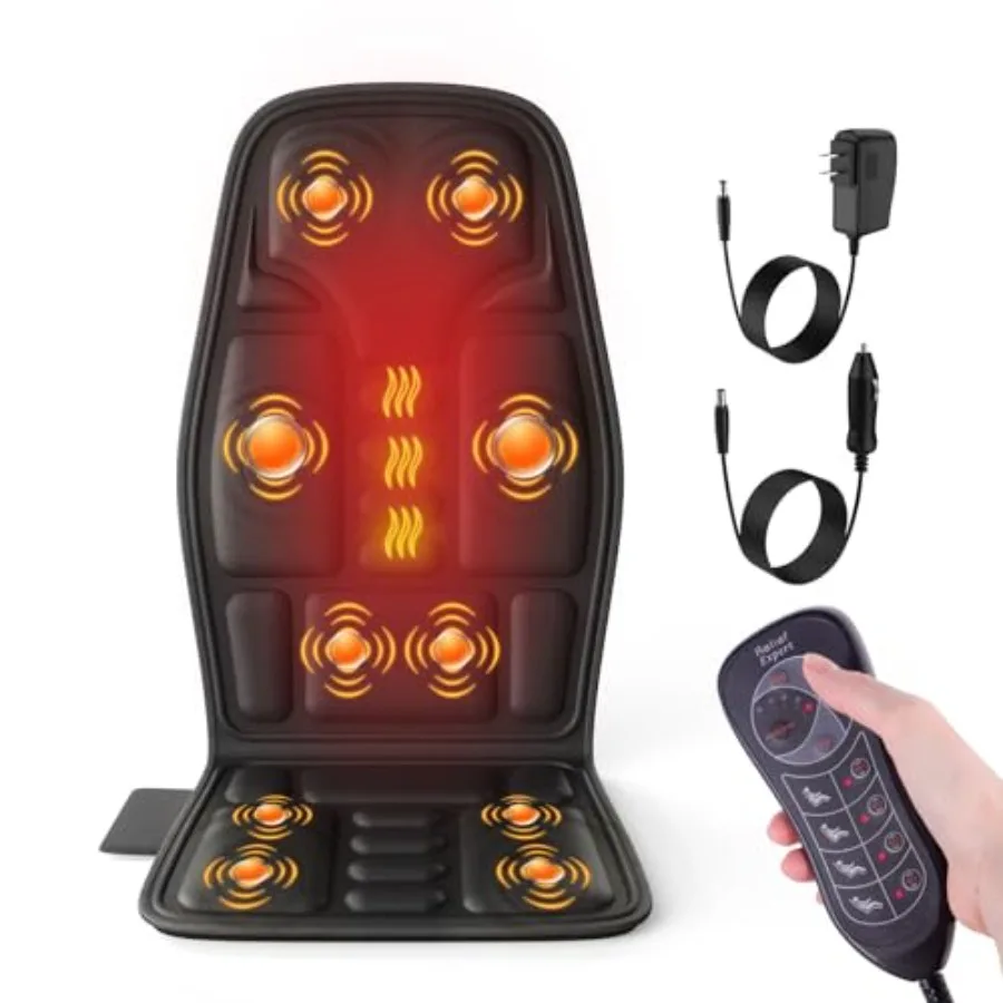 

Back Massager with Heat for Pain Relief Back Massage Chair Pad Full Body Massage Deep Tissue Vibration Massager with 2 Adapters