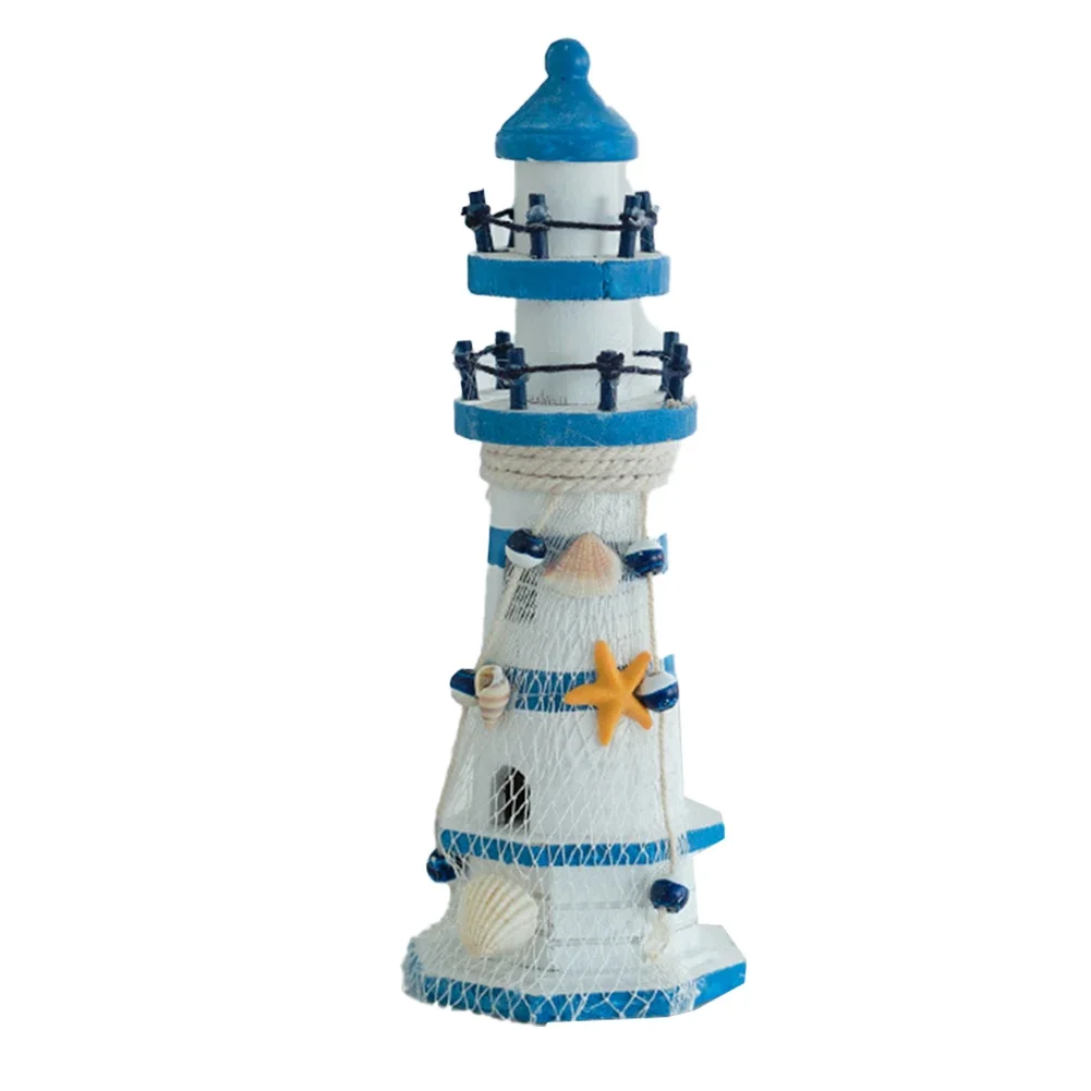 Mediterranean Wooden Lighthouse Sea Decorations Home Decoration Creative Marine Style Decor Gifts For Kids Living Room Ornament