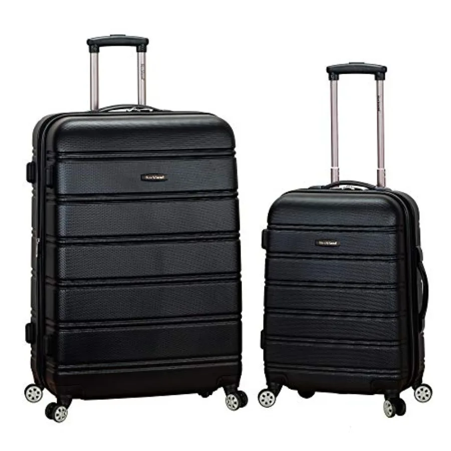 

Rockland Melbourne Hardside Expandable Spinner Luggage Set Black 20 28 Travel Suitcase Hardshell Lightweight Durable with Smoot