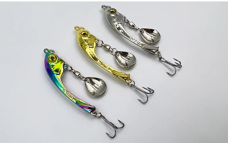 ShareShark 5 Stück/Box Angelköder Spinner Löffelköder Rotierende Metall-VIB-Köder Vibrations-Wobbler Sinkende Pailletten-Köder Pesca – Detail 13