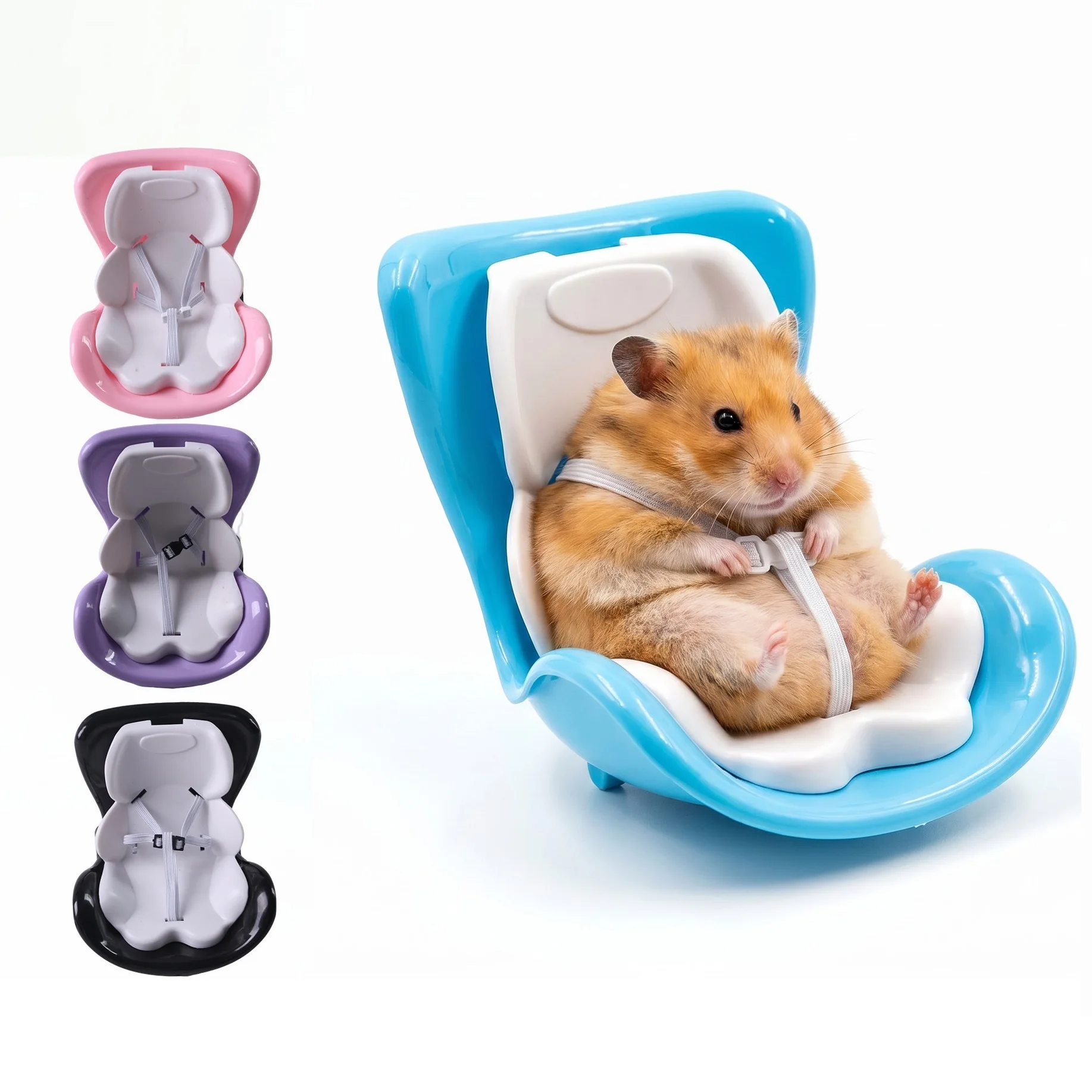 Asiento de coche para hámsters con clip de ventilación y base magnética para hámsters, gerbillas, ratones y otros animales pequeños