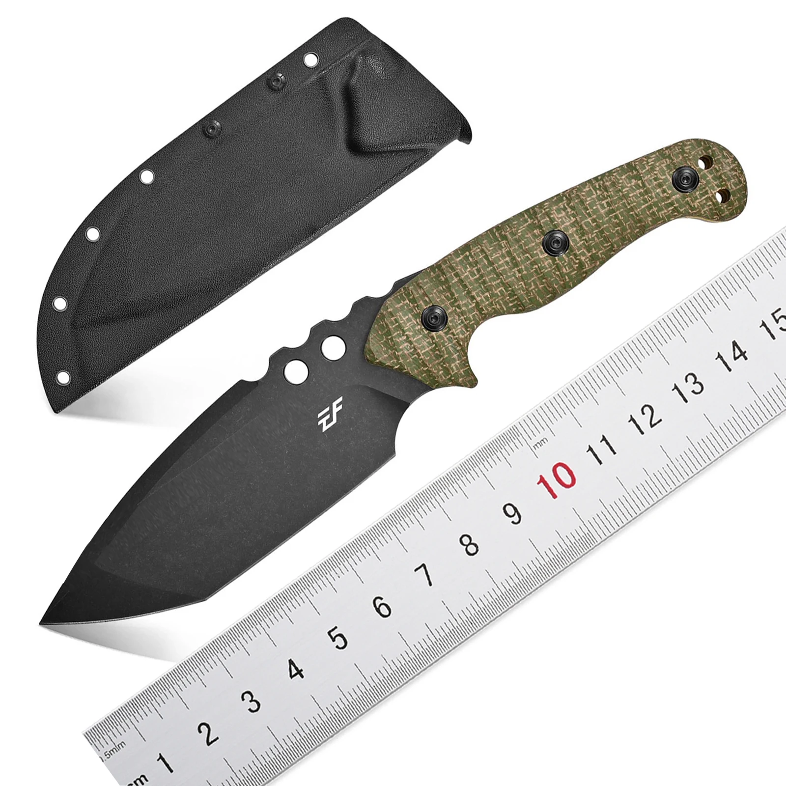 Eafengrow EF147 Fixed Blade Knife AUS-10 Steel Blade Two Tone EDC Straight Knife Micarta Handle Full Tang Knife for Camping