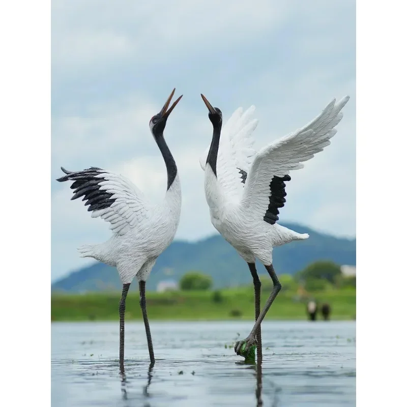 Crane Sculpture, Red-crowned Crane Model, Landscape Architecture, Water Pool, Fish Pond, Courtyard Crane Decoration