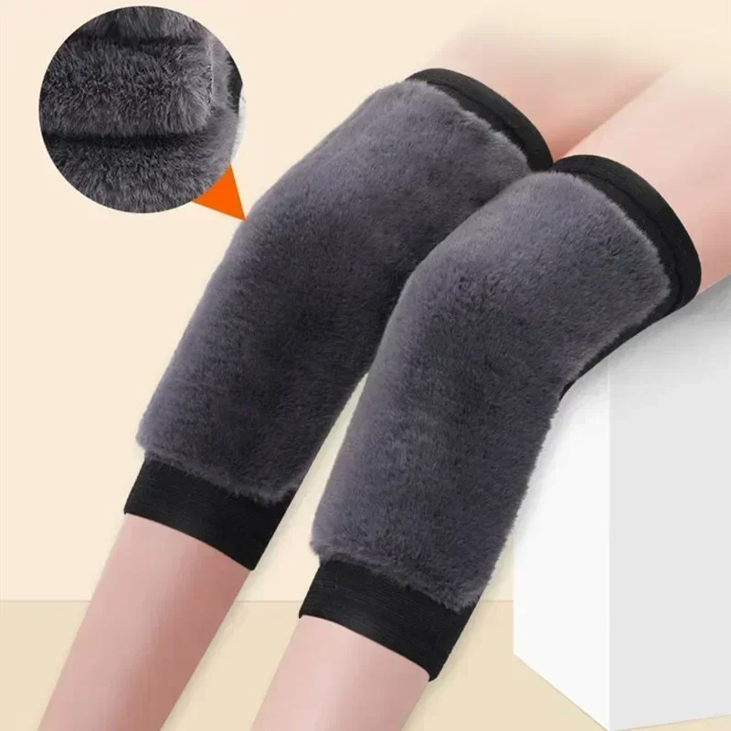 1 Pair Winter Warm Knee Pads for Women Men Old People Cold Leg Arthritis Kneepad Knee Support Rabbit Fur Running Knee Protector