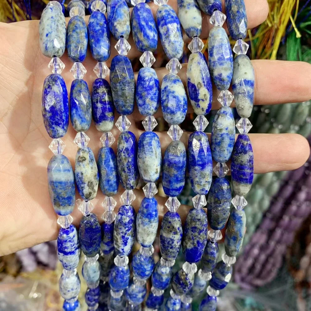 

Natural Stone Olive-Shaped Lapis Lazuli Lepidolite 8x26mm Loose Bead Jewelry DIY Earrings Necklace Bracelet Jewelry Making