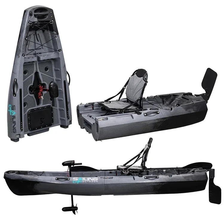 Large Space 1 Person 2-Piece 10-Foot Portable Detachable Tandem Fishing Kayak Split Modular Design with Propeller Pedals