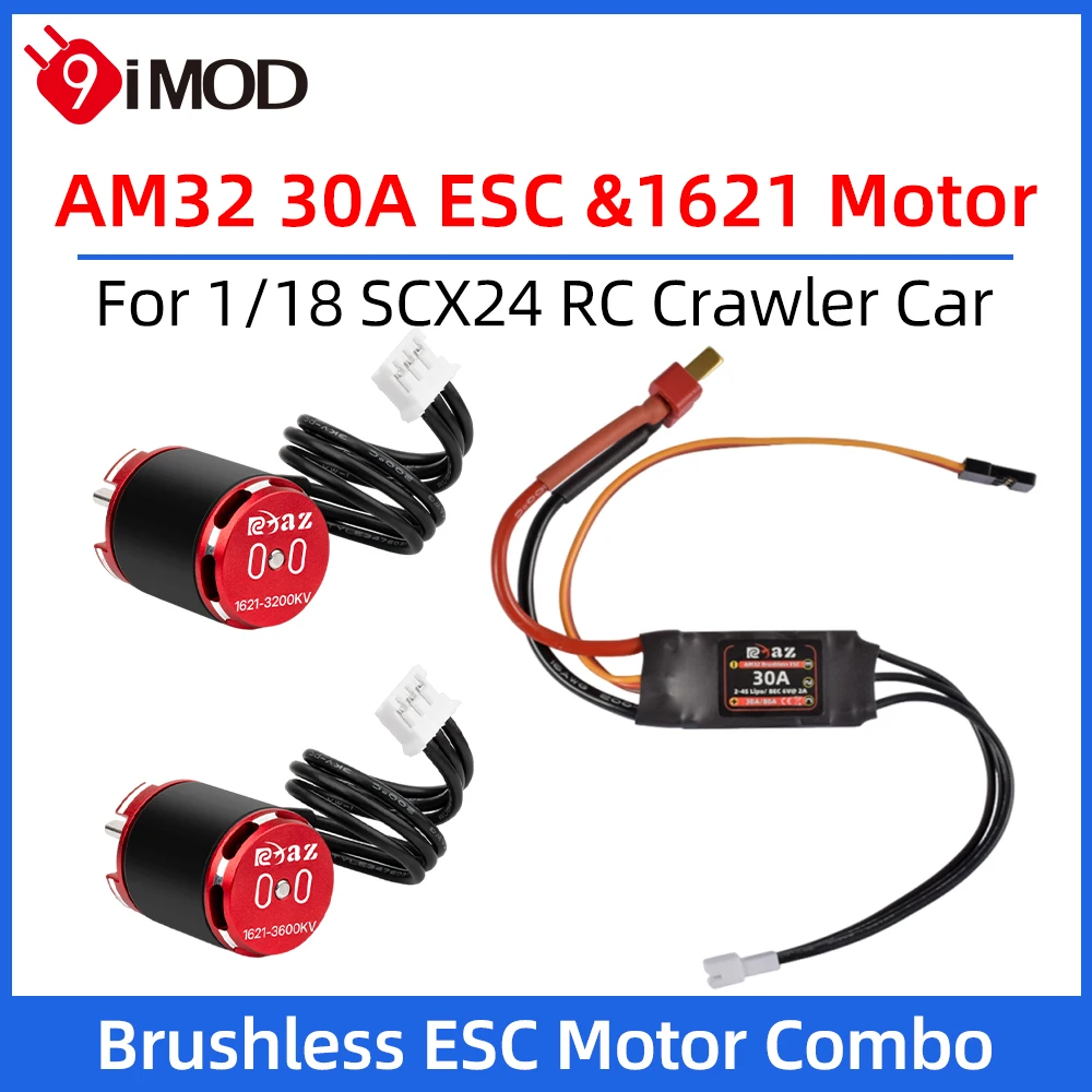 

9IMOD Brushless ESC Motor Combo AM32 30A Mini ESC 1621 Motor 3200/3600KV Outrunner Motor For RC 1/18 Crawler Car Axial SCX24