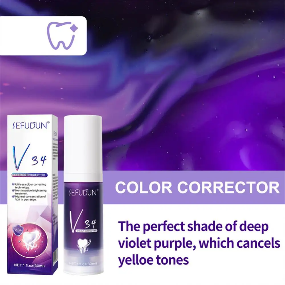 V34 30ml Teeth Whitening Toothpaste Color Repair Toothpaste Teeth Straightening Whitening Agent Fresh Breath Periodontal Care