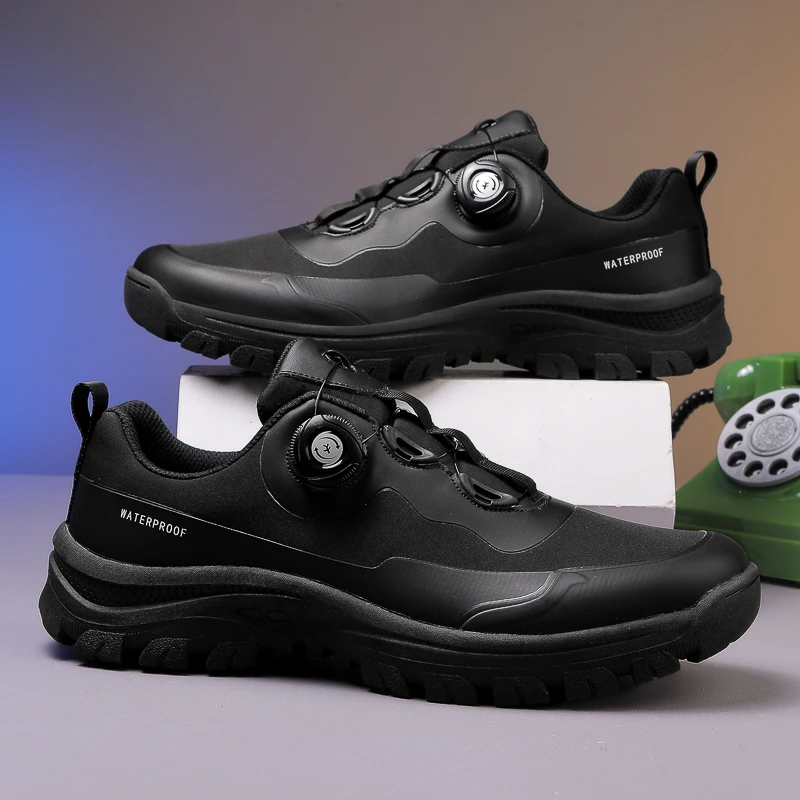 

Breathable No Tie Hiking Shoes for Men with Rotating Buckle Large Size Walking Shoes