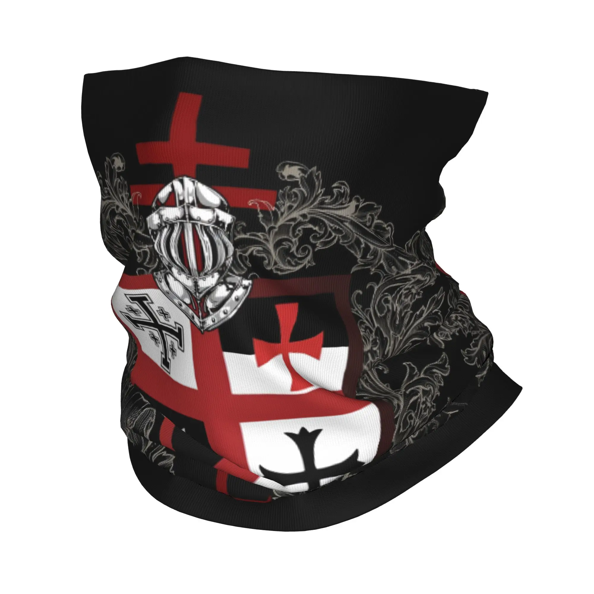 Custom Knights Templar Cross Symbol Bandana Winter Neck Warmer Women Windproof Wrap Face Scarf for Ski Shield  Gaiter Headband